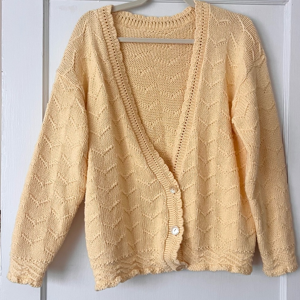 Handknit Butter Yellow Cardigan